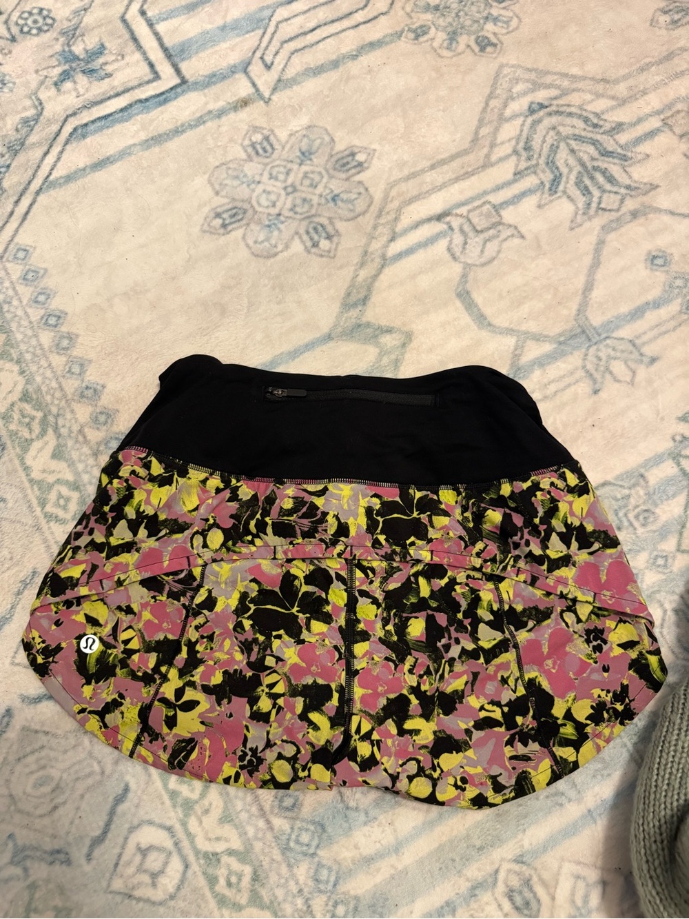 lululemon Pink, Yellow & Black Floral Skater Skirt